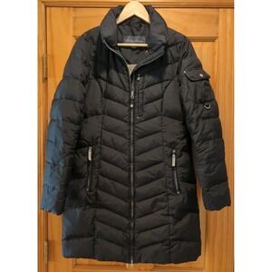 Small Eddie Bauer Jacket Women's S Down Black Puffer Parka Coat Nice!